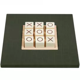 Exclusive board game "Tic Tac Toe" made of leather, khaki